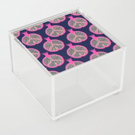 POMEGRANATES in PINK AND SAND ON DARK BLUE Acrylic Box