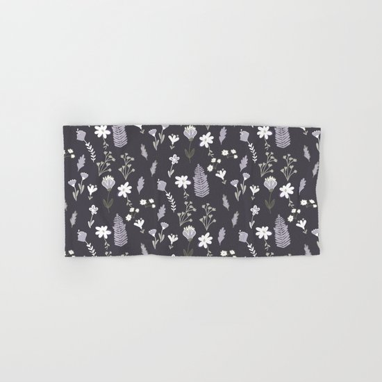 Dark Pastel Violet Flower Pattern Hand & Bath Towel