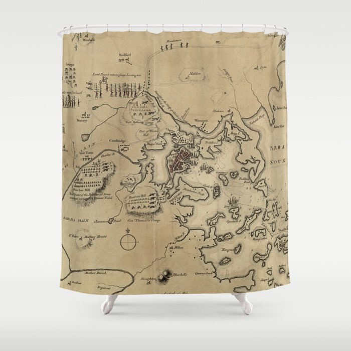 Vintage Boston Revolutionary War Map (1775) Shower Curtain