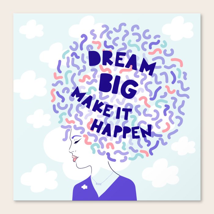 'Dream Big' Girl Power Portrait Canvas Print by Dominique Vari Words