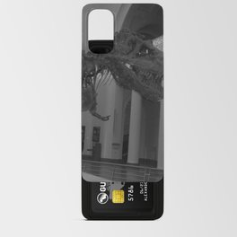 T-Rex museum dinosaur, skeleton, bone, fossil black and white photograph - photography - photographs Android Card Case