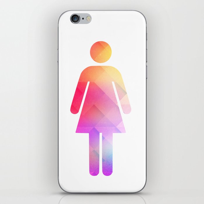 Multicolor retro woman symbol iPhone Skin
