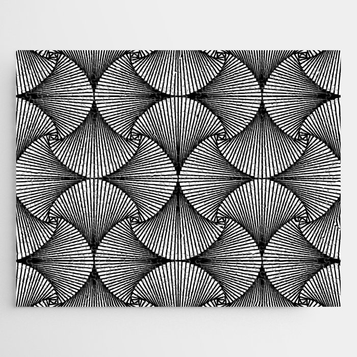 Zen Tangle Black and White Pattern Artwork Jigsaw Puzzle