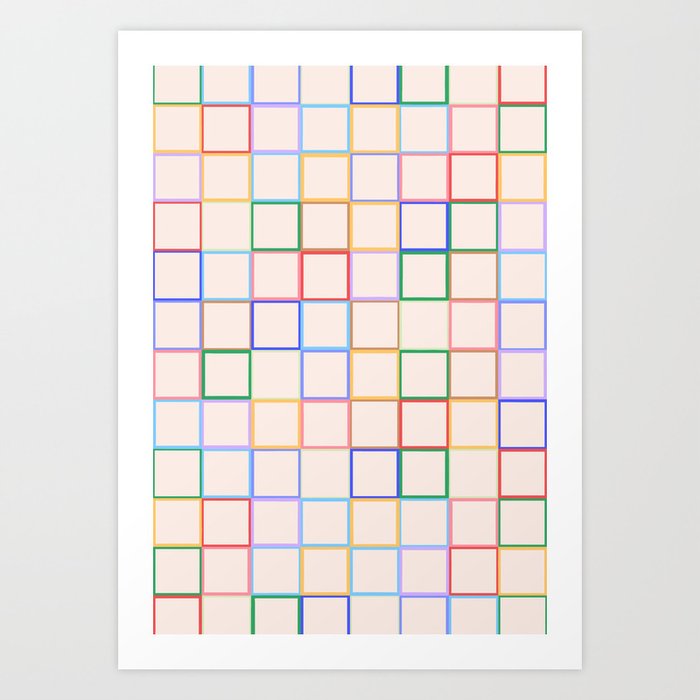 Pastel Color Square Pattern Checkered Art Print