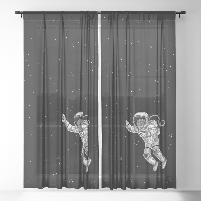 Astronaut in the outer space Sheer Curtain