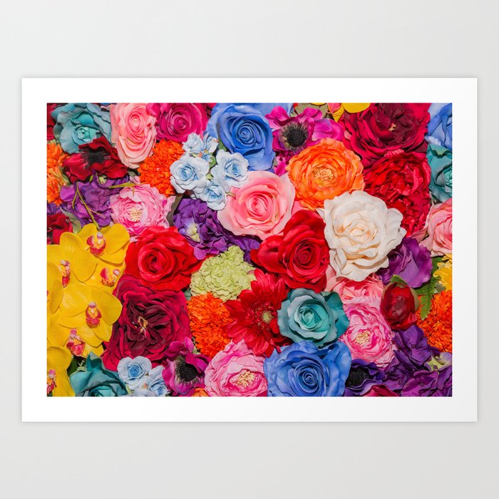 Vibrant Rainbow Roses Art Print