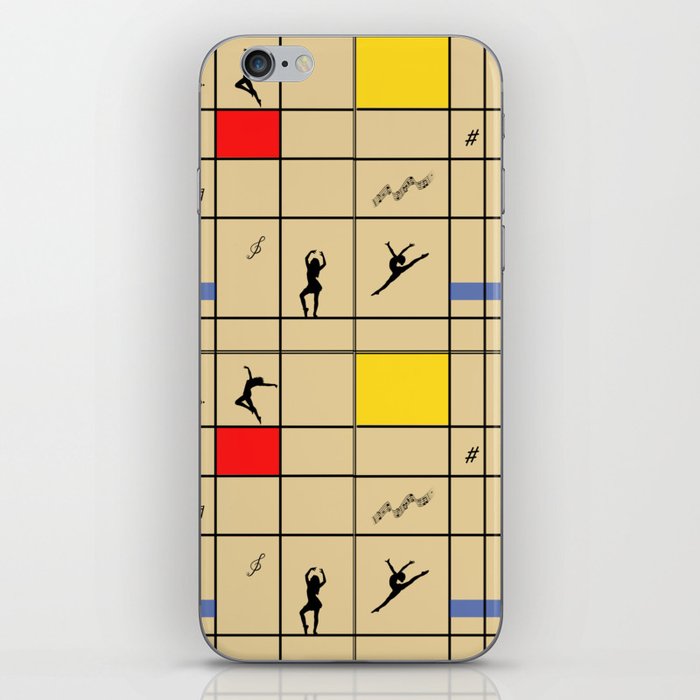 Dancing like Piet Mondrian - Composition with Red, Yellow, and Blue on the light orange background iPhone Skin
