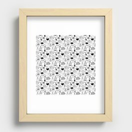 Iceland Doodles - freehand drawn little characters from everyday life in Iceland! Recessed Framed Print