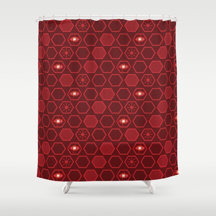 65 MCMLXV Cosplay Scarlet Red Hexagon Chaos Pattern Shower Curtain
