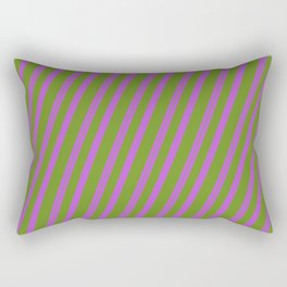 [ Thumbnail: Orchid & Green Colored Lines/Stripes Pattern Rectangular Pillow ]