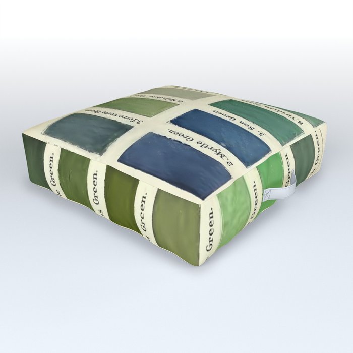 Vintage Color Chart- Green Hues Outdoor Floor Cushion