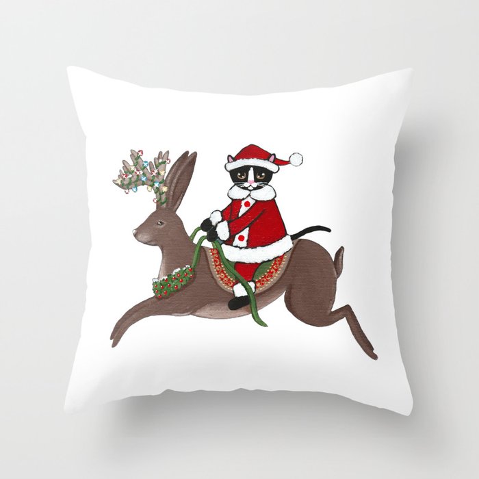 Santa Claws and Jackalope 2 Throw Pillow by kilkennycat Society6