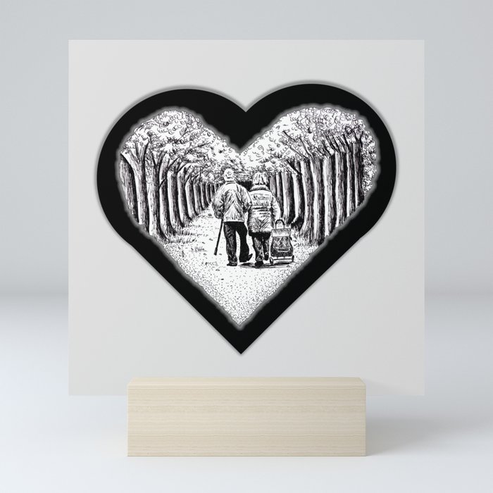 Love is a Journey - Ink Drawings Light Background Mini Art Print
