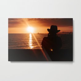 Beach sunset silhouette  Metal Print | Sunset, Photo, Silhouette, Beach, Cowboy 