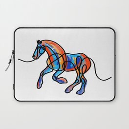 Orange and Blue Single Line Art- Running Horse Laptop Sleeve