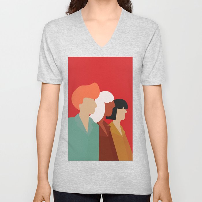 Women Diversity - Mid Century Modern Art, Modern Art V Neck T Shirt