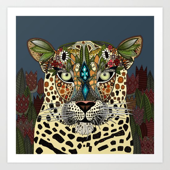 leopard queen blue Art Print