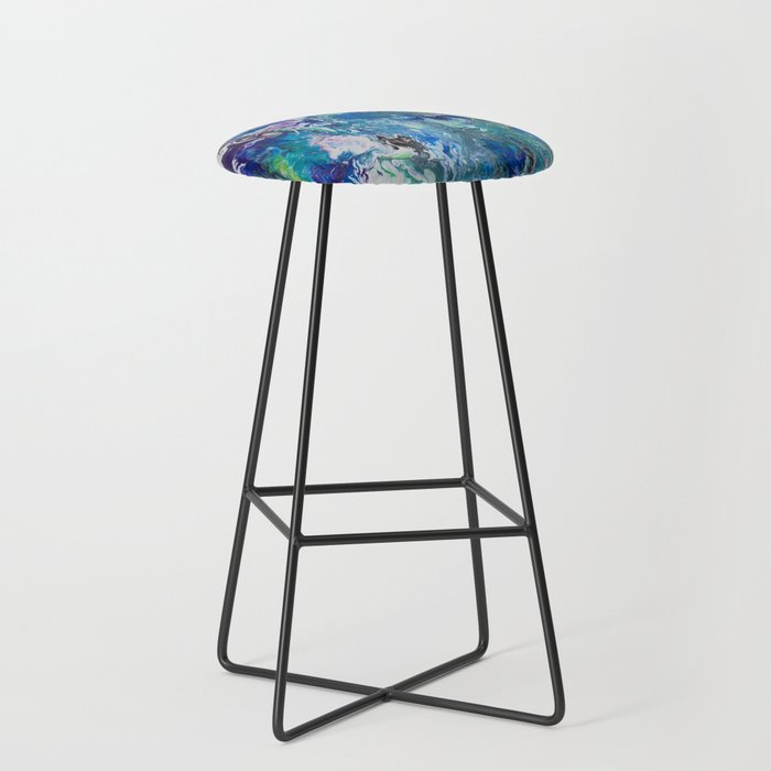 Acrylic Pour Colorful Abstract  Bar Stool