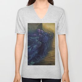 'The Ghosts of Yesterday's Lovers,' magical realism surreal portrait painting by Krzysztof Heksel Unisex V-Neck