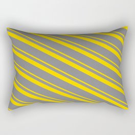 [ Thumbnail: Yellow & Grey Colored Stripes/Lines Pattern Rectangular Pillow ]