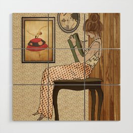 Woman Writer, Vintage Aesthetic, 1900s, Flapper, Golden Era, English Literature Wood Wall Art