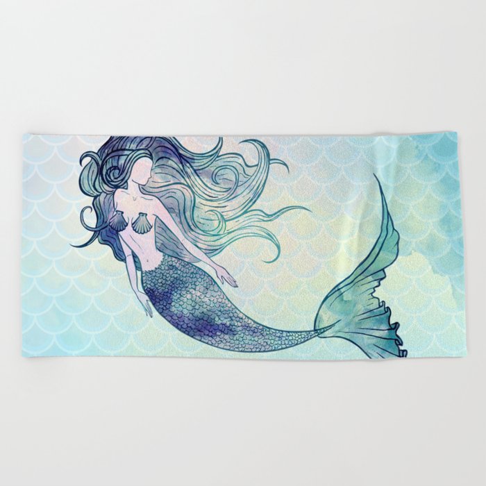 mermaid beach towel with name