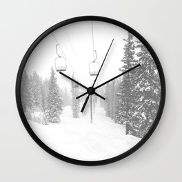 Empty Chairlift // Alone on the Mountain at Copper Whiteout Conditions Foggy Snowfall Wall Clock