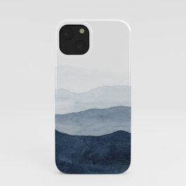 Indigo Abstract Watercolor Mountains iPhone Case