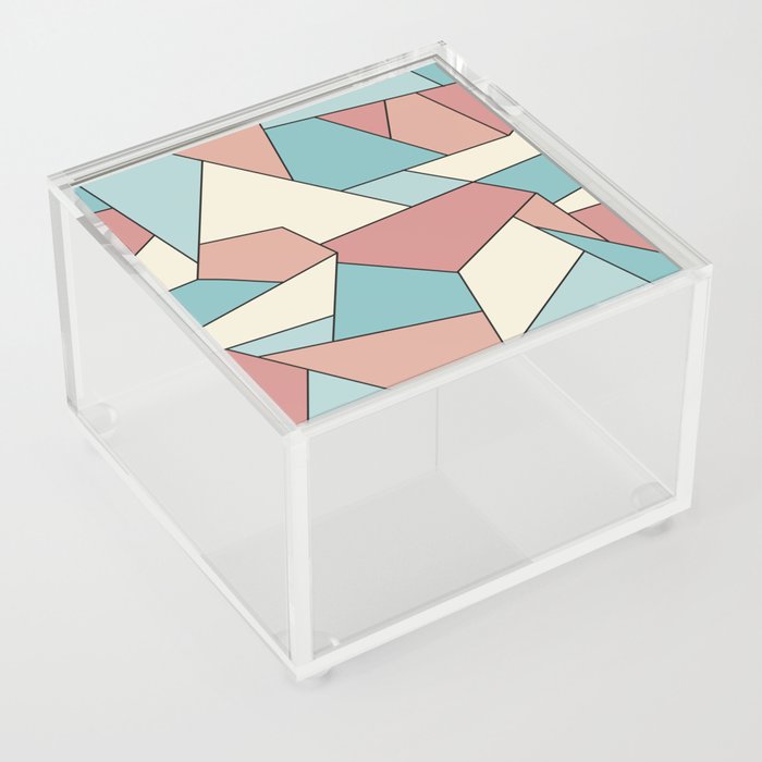 Geometric pattern retro vintage pastel  Acrylic Box