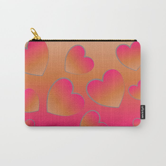 Heartfelt in Coral and Hot Pink Carry-All Pouch