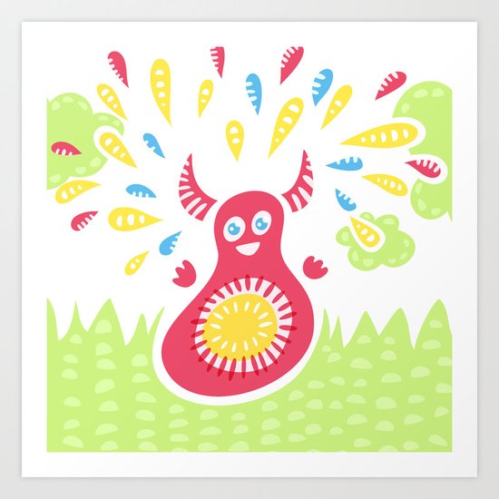 Happy Jumping Creature Art Print