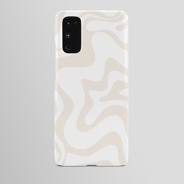 Liquid Swirl Abstract Pattern in Pale Beige and White Android Case