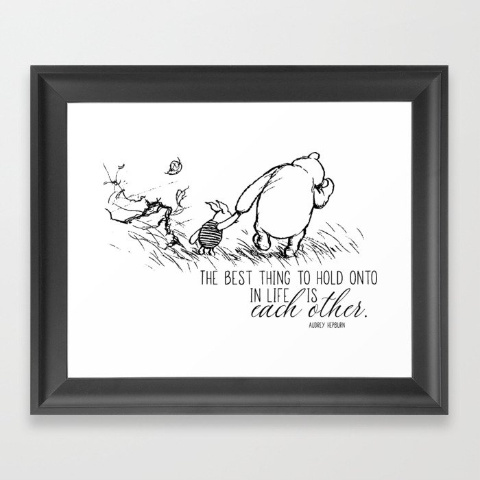 Pooh Blustery Day Hold On Framed Art Print