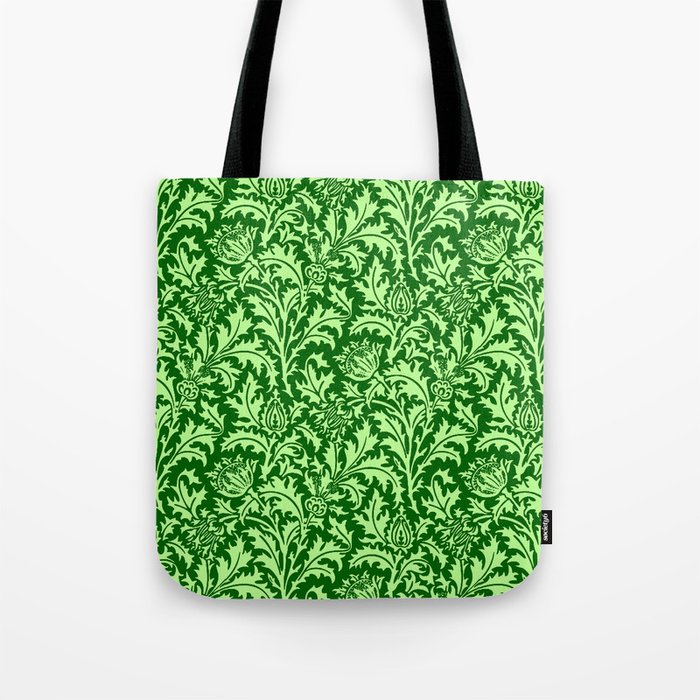 William Morris Thistle Damask Emerald Green Tote Bag by mm