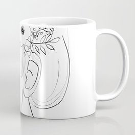 Fashion Illustration Floral Hairdo Bridal Updo Hair Style Drawing Line Art Coffee Mug