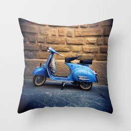 Blue Vespa, Italy Throw Pillow