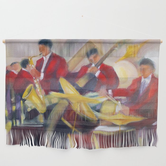 Bourbon Street Nocturnal African American Jazz Band musical portrait painting by Maurice Fillonneau, CC BY-SA 3.0 <https://creativecommons.org/licenses/by-sa/3.0>, via Wikimedia Commons Wall Hanging