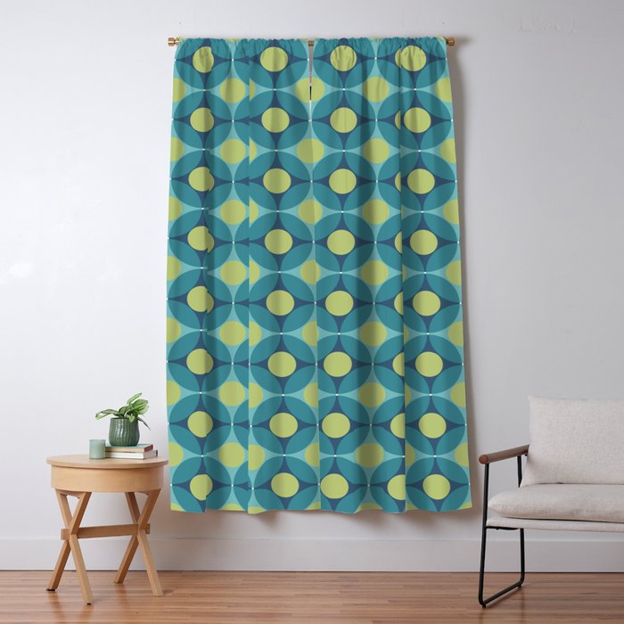 Geometric Circle Pattern Mid Century Modern Retro Blue Green