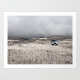 Landscape of foggy cloudy mountains - Armenia car field nature | Travel photography Art Print
