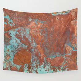 Tarnished Metal Copper Texture - Natural Marbling Industrial Art Wall Tapestry