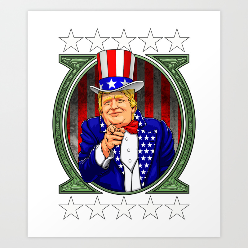 Donald Trump President Uncle Sam Hat With Stars Art Print By Merchmojo Society6