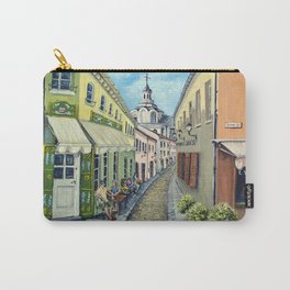 The Old Town, Vilnius Carry-All Pouch | Cafes, Bars, Historic, Impressionism, Capitolcity, Medieval, Painting, Church, Lithuania, Acrylic 
