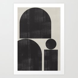 Black and Beige Shape Study No 2 Art Print