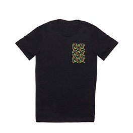 Ornaments damask seamless yellow orange green red blue dots triangles decorative graphic vector pattern-07 T Shirt