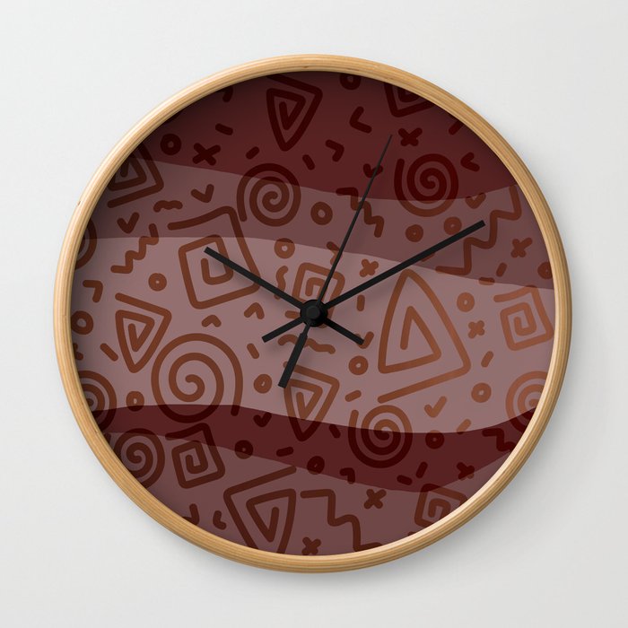 ETHNO PATTERN Modern | red Wall Clock