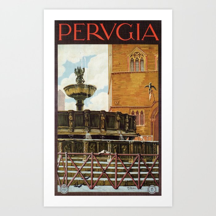 Travel Perugia and Fontana Maggiore Art Print