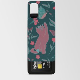 Cat's play - green and coral Android Card Case