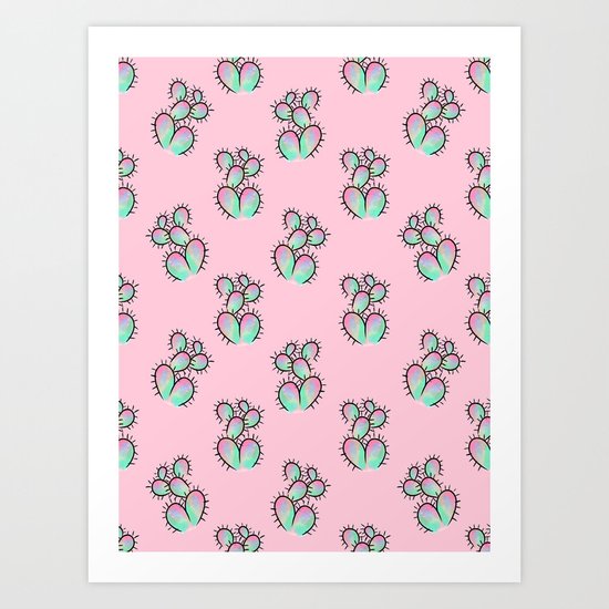 Pop Cactus Pattern Art Print