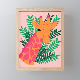 Giraffe - pink and green Framed Mini Art Print