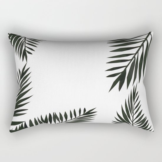 Black Watercolor Tropical Leaves Rectangular Pillow